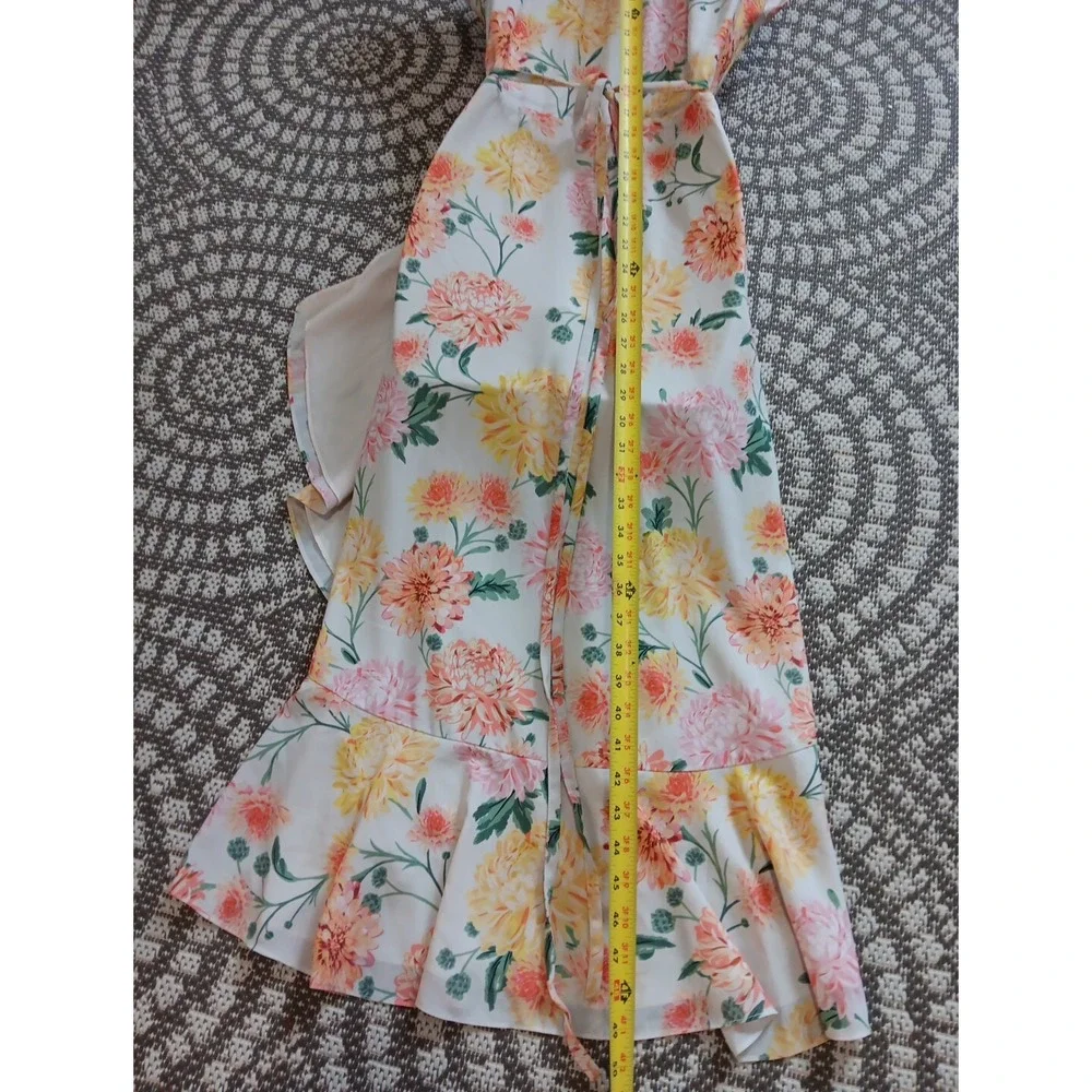 Yumi Kim True Wrap Dress XS High Low‎ Ruffle Midi Romantic Bridal Shower Girly - Picture 11 of 11